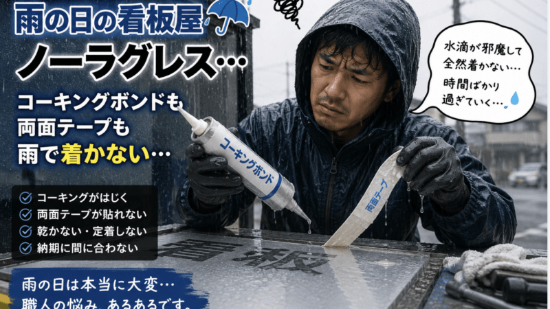 大阪看板屋ラグレスの雨の日　工事を行わない理由と他の思い・・