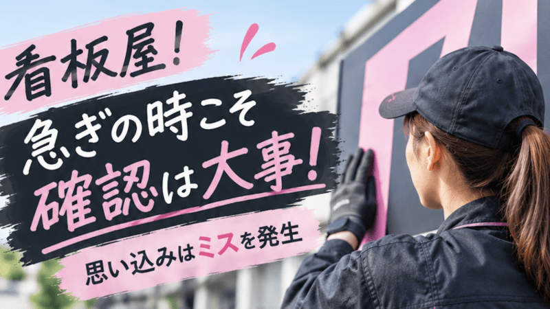 看板屋!急ぎの時こそ確認は大事!思い込みはミスを発生